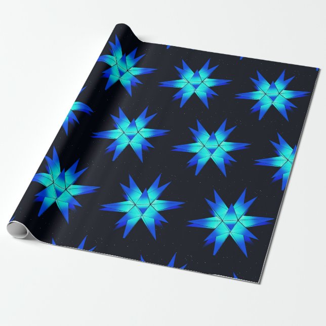 Papel De Regalo Navidades estrella moravana de Blue Herrnhuter (Desenrollado)