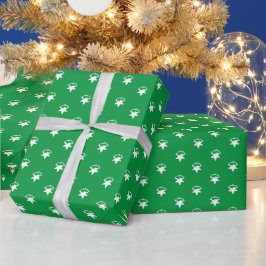 Papel De Regalo Navidades estrellas blancas verdes nevan nieve de 