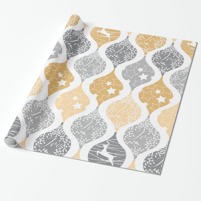 Papel De Regalo Navidades estrellas patrones de alegría de ciervos (Desenrollado)