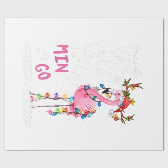 Papel De Regalo Navidades - Fa-La-Mingo Flamingo Con Navidades (Superficie plana)