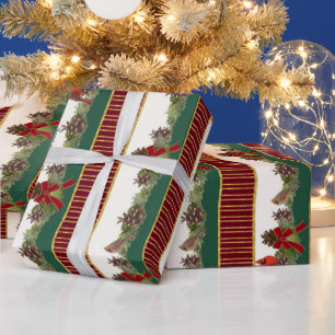 Papel De Regalo Navidades familiares personalizados Cardenal Pine 