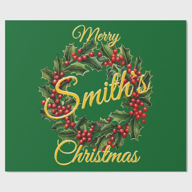 Papel De Regalo Navidades familiares personalizados Garland (Superficie plana)