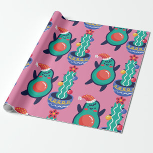 Papel De Regalo navidades feos aguacate xmas cactus