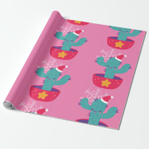 Papel De Regalo navidades feos cactus copos de nieve del desierto 