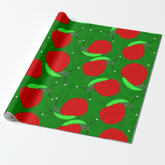 Papel De Regalo navidades feos caracoles con bichos de nieve insec (Desenrollado)