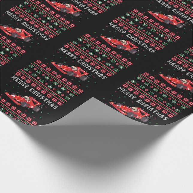Papel De Regalo Navidades feos de autos de raza suéter (Esquina)