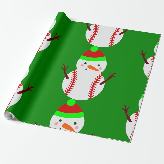 Papel De Regalo navidades feos de snowman de béisbol (Desenrollado)