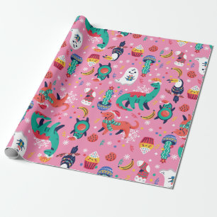 Papel De Regalo navidades feos dinosaurio aguacate cupcake xmas