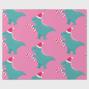 Papel De Regalo navidades feos dinosaurios trex copos de nieve inv