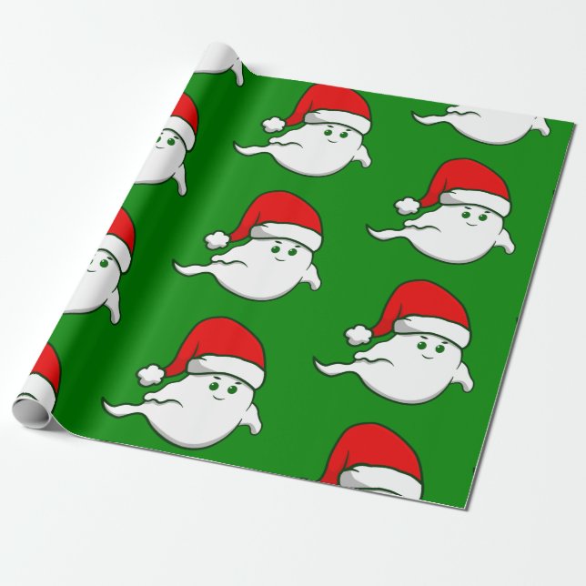 Papel De Regalo navidades feos fantasma espeluznante verde (Desenrollado)