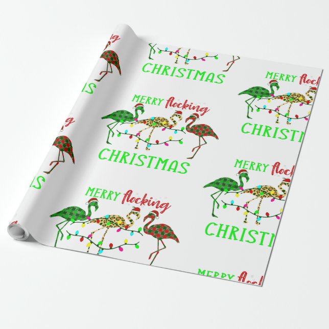 Papel De Regalo navidades feos flamingo plaid leopard (Desenrollado)