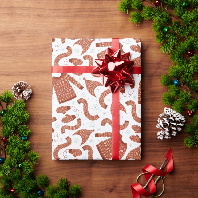 Papel De Regalo Navidades feos Gorra suéter bufanda Blanco rojo (Regalo de vacaciones)