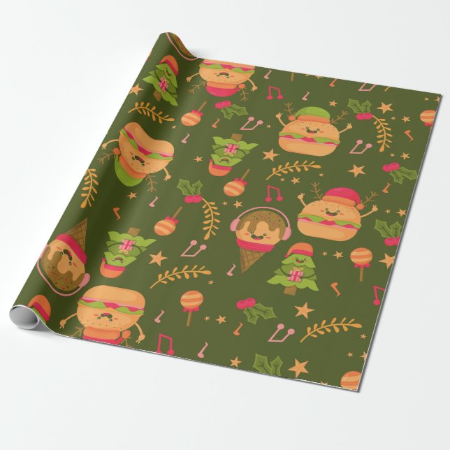 Papel De Regalo navidades feos helados santa burger (Desenrollado)