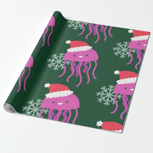 Papel De Regalo navidades feos jellyfish santa snowflake (Desenrollado)