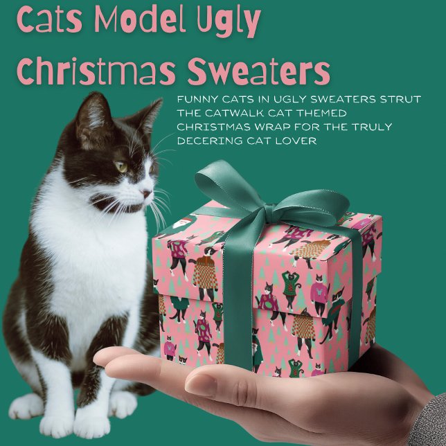 Papel De Regalo Navidades feos modelo gatos sudores rosados (Subido por el creador)