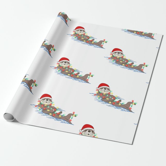 Papel De Regalo navidades feos santa claus otter (Desenrollado)