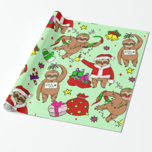 Papel De Regalo navidades feos santa claus sloth