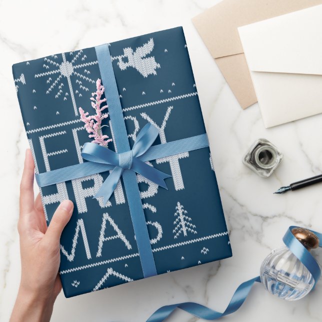 Papel De Regalo Navidades feos sudan azul cristiano religioso (Regalar)