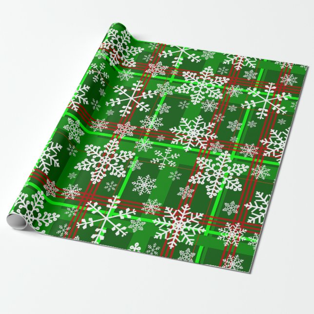 Papel De Regalo navidades feos tartan plaid snowflakes (Desenrollado)