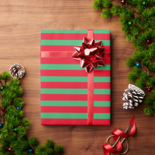 Papel De Regalo Navidades festejan con rayas rojas y verdes