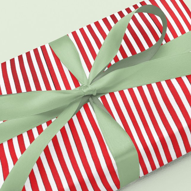 Papel De Regalo Navidades festejan simple banda roja (Christmas whimsical candy cane striped wrapping paper.)