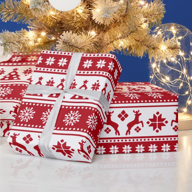 Papel De Regalo Navidades Festividad Patrón Nórdico Acogedor (Vacaciones)