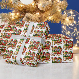 Papel De Regalo Navidades festividades cubiertas de reno trineo