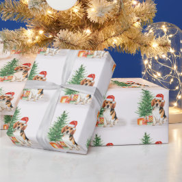 Papel De Regalo Navidades festivos Beagle Cute Dog Santa