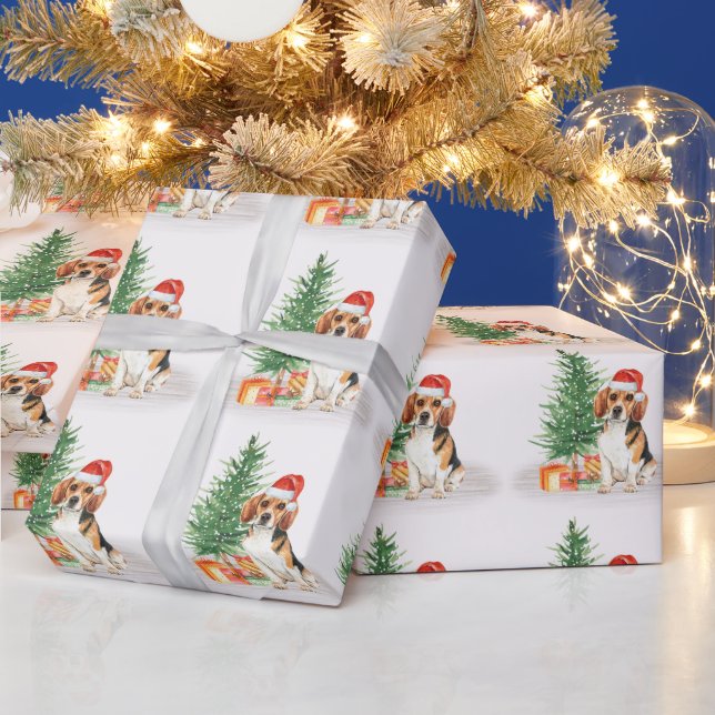 Papel De Regalo Navidades festivos Beagle Cute Dog Santa (Vacaciones)