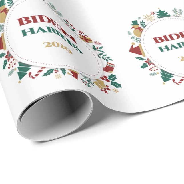 Papel De Regalo Navidades festivos Biden/Harris 2020 (Esquina del rollo)