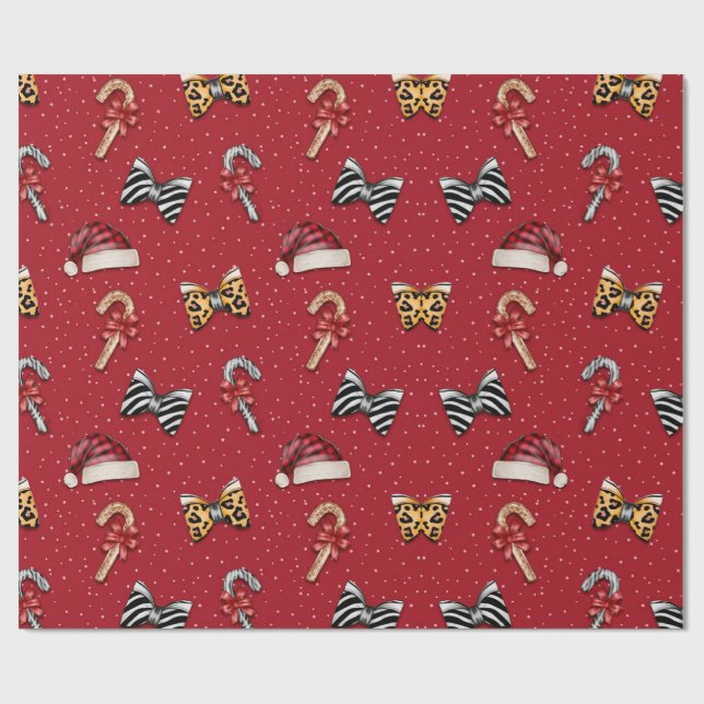 Papel De Regalo Navidades festivos Candy Cane y Santa Hat Wrapping (Superficie plana)