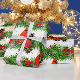 Papel De Regalo Navidades festivos Cardinal Bird Glossy
