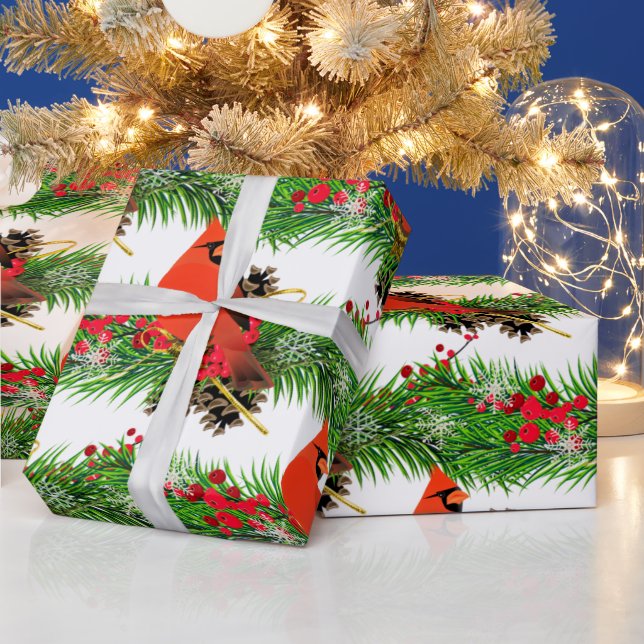 Papel De Regalo Navidades festivos Cardinal Bird Glossy (Vacaciones)
