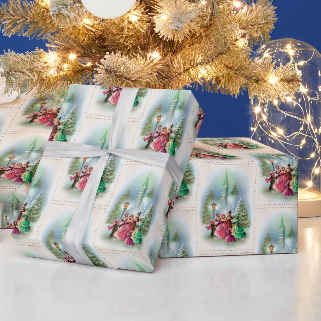 Papel De Regalo Navidades festivos Carolers fiesta de época (Vacaciones)