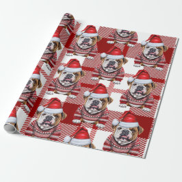 Papel De Regalo Navidades festivos de Bulldog y felpudos rojos