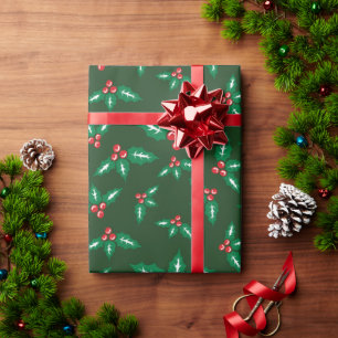 Papel De Regalo Navidades festivos de Mistletoe dan verde sin prob