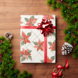 Papel De Regalo Navidades festivos de Poinsettia y Plaid