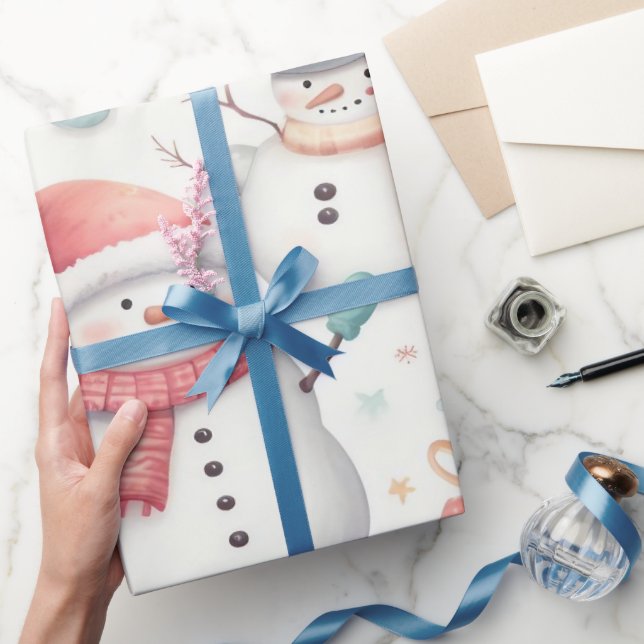 Papel De Regalo Navidades festivos envueltos con hombres de nieve (Regalar)