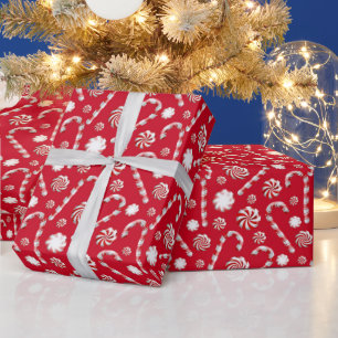 Papel De Regalo navidades festivos estampado de menta con caramelo