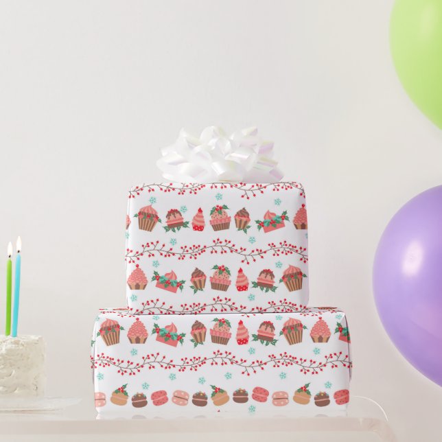 Papel De Regalo Navidades festivos horneando pasteles macarones (Regalos de fiesta)