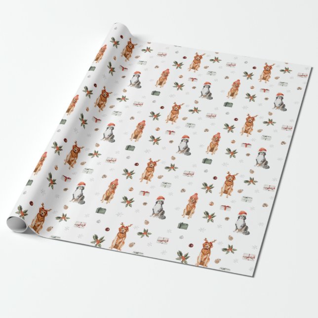 Papel De Regalo Navidades festivos perros 1 (Desenrollado)
