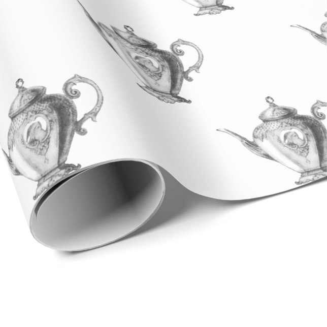 Papel De Regalo Navidades Fiesta de té de vacaciones (Esquina del rollo)