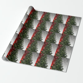 Papel De Regalo Navidades Fiesta Green Tree Red Silver Snowflakes