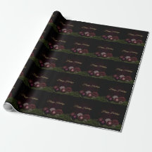 Navidades Fiesta ornamento rosa hojas verdes negra