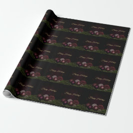 Papel De Regalo Navidades Fiesta ornamento rosa hojas verdes negra