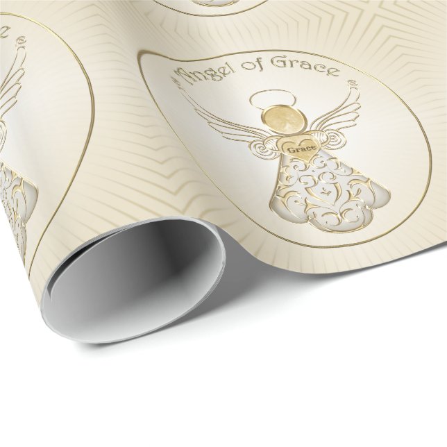 Papel De Regalo Navidades filipinos de oro Ángel de Gracia (Esquina del rollo)