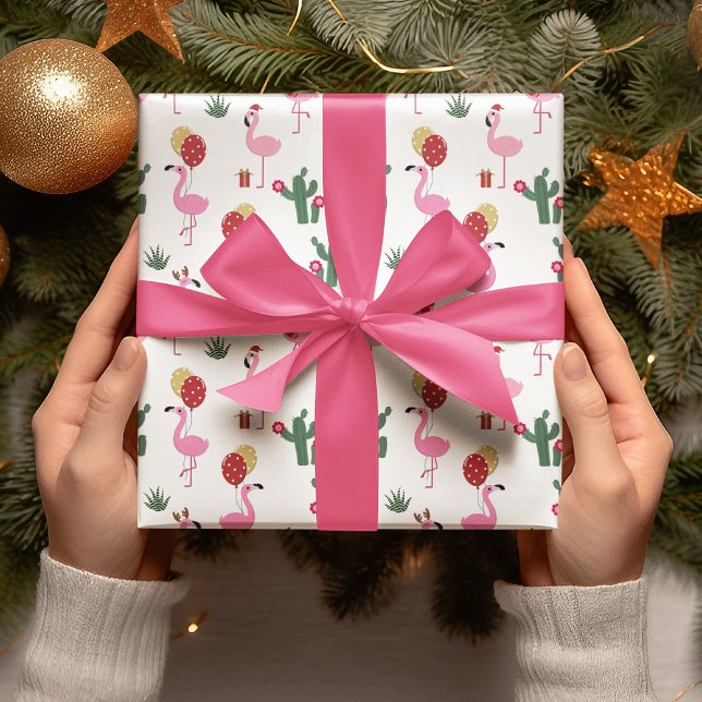Papel De Regalo Navidades Flamingo Fiesta | Vacaciones (Subido por el creador)