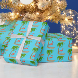 Papel De Regalo Navidades Flamingo y Palm Tree