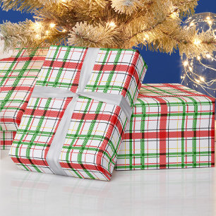 Papel De Regalo Navidades Flannel Plaid Tartan Design - Blanco