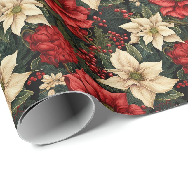 Papel De Regalo Navidades Flor de Poinsettia (Esquina del rollo)